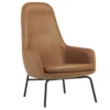 Normann Copenhagen Era High Fauteuil Stalen Onderstel Ultra Leather Brandy