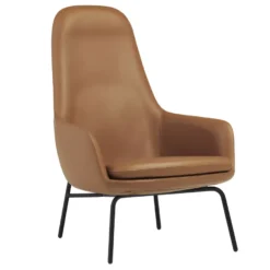 Normann Copenhagen Era High Fauteuil Stalen Onderstel Ultra Leather Brandy