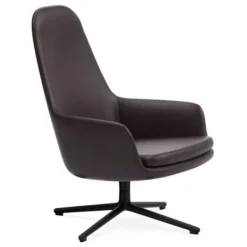 Normann Copenhagen Era High Fauteuil Met Zwart Swivel Onderstel, Ultra Leather 41589