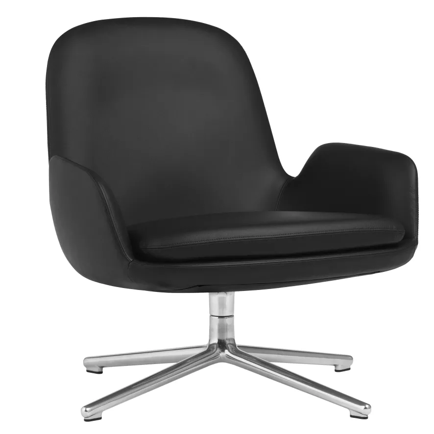 Normann Copenhagen Era Low Fauteuil Alu Swivel Ultra Leather Black 1 Normann Copenhagen Era Low Fauteuil Alu Swivel Ultra Leather Black