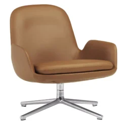 Normann Copenhagen Era Low Fauteuil Alu Swivel Ultra Leather Brandy