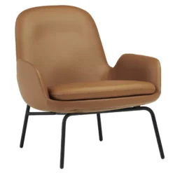 Normann Copenhagen Era Low Fauteuil Zwart Staal Ultra Leather Brandy