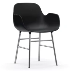 Normann Copenhagen Form Armchair Stoel Met Verchroomd Onderstel Zwart