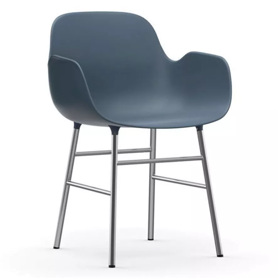 Normann Copenhagen Form Armchair Stoel Met Verchroomd Onderstel Blauw 1 Normann Copenhagen Form Armchair Stoel Met Verchroomd Onderstel Blauw