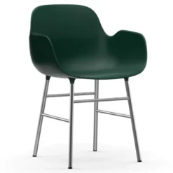 Normann Copenhagen Form Armchair Stoel Met Verchroomd Onderstel Groen