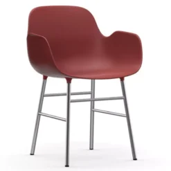 Normann Copenhagen Form Armchair Stoel Met Verchroomd Onderstel Rood