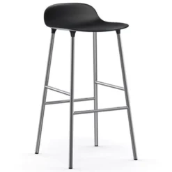 Normann Copenhagen Form Barstool Barkruk 65cm Met Verchroomd Onderstel Zwart
