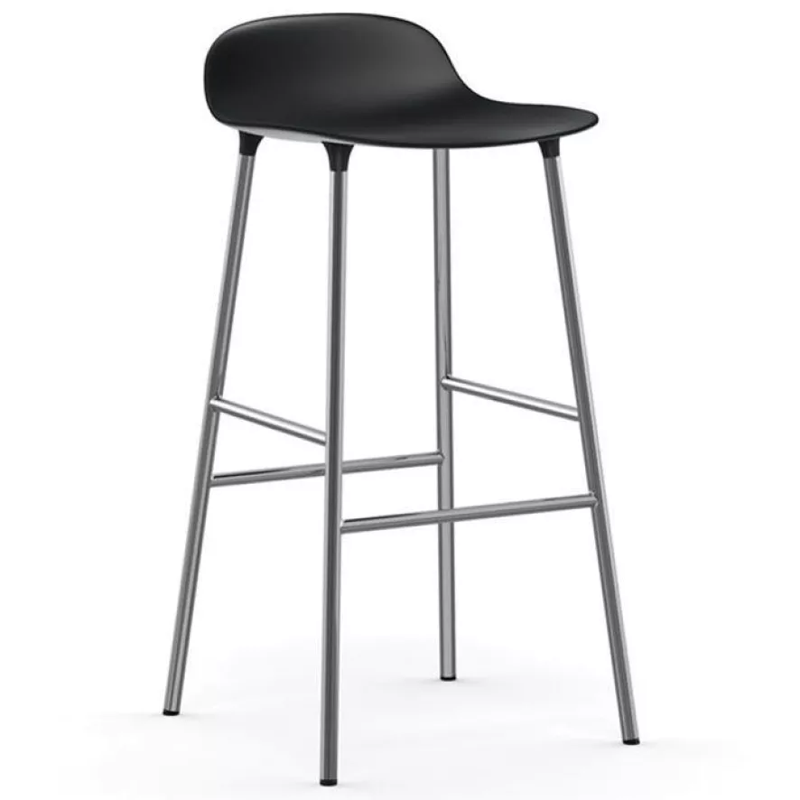 Normann Copenhagen Form Barstool Barkruk 65cm Met Verchroomd Onderstel Zwart 1 Normann Copenhagen Form Barstool Barkruk 65cm Met Verchroomd Onderstel Zwart