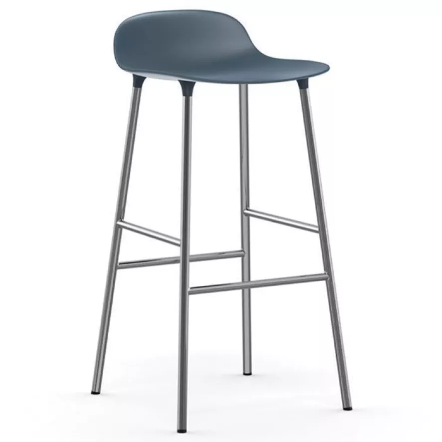 Normann Copenhagen Form Barstool Barkruk 65cm Met Verchroomd Onderstel Blauw 1 Normann Copenhagen Form Barstool Barkruk 65cm Met Verchroomd Onderstel Blauw