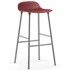 Normann Copenhagen Form Barstool Barkruk 65cm Met Verchroomd Onderstel Rood