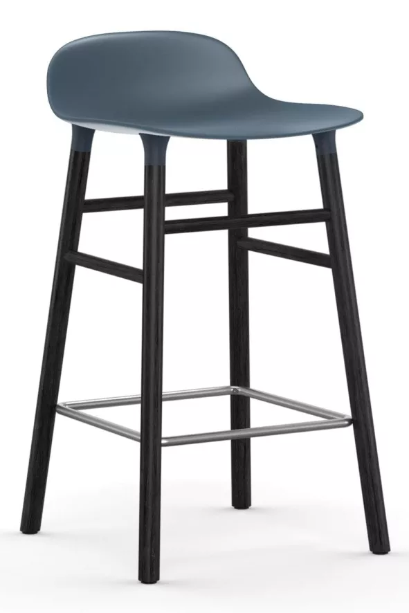 Normann Copenhagen Form Barstool Barkruk 65cm Met Zwart Onderstel Blauw 1 Normann Copenhagen Form Barstool Barkruk 65cm Met Zwart Onderstel Blauw