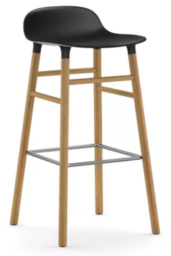 Normann Copenhagen Form Barstool Barkruk 75cm Met Eiken Onderstel Zwart