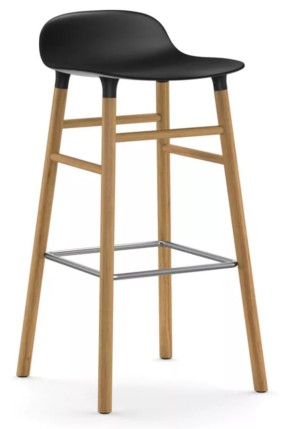 Normann Copenhagen Form Barstool Barkruk 75cm Met Eiken Onderstel Zwart 1 Normann Copenhagen Form Barstool Barkruk 75cm Met Eiken Onderstel Zwart