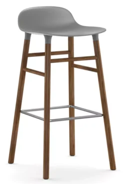 Normann Copenhagen Form Barstool Barkruk 75cm Met Walnoten Onderstel Grijs
