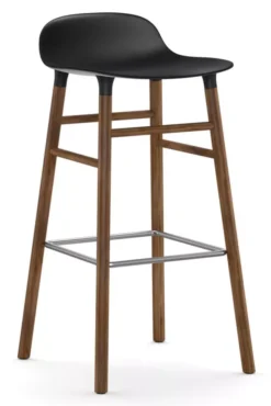 Normann Copenhagen Form Barstool Barkruk 75cm Met Walnoten Onderstel Zwart