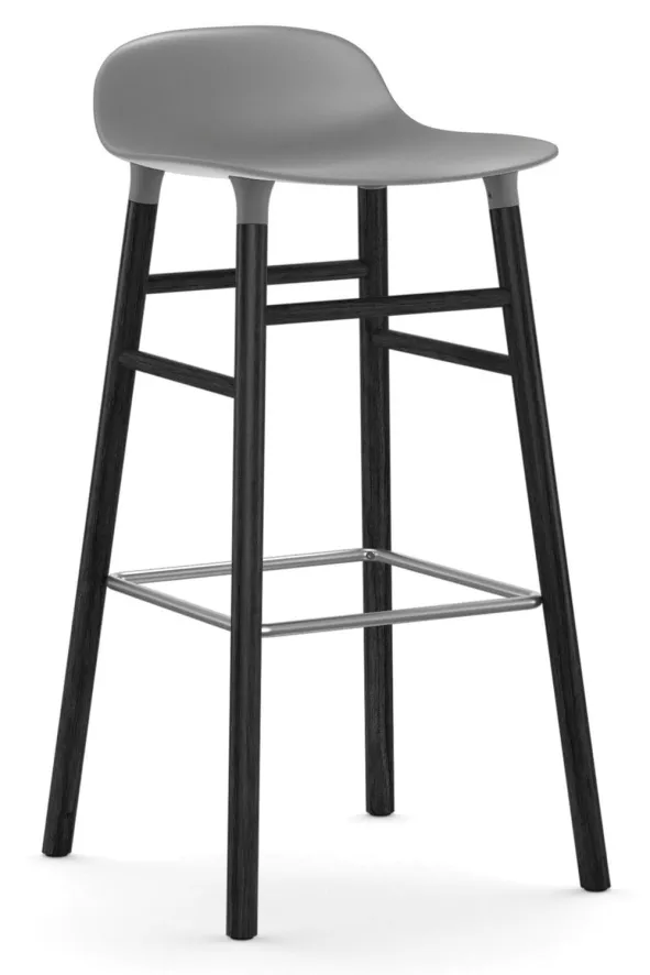 Normann Copenhagen Form Barstool Barkruk 75cm Met Zwart Onderstel Grijs 1 Normann Copenhagen Form Barstool Barkruk 75cm Met Zwart Onderstel Grijs