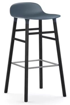 Normann Copenhagen Form Barstool Barkruk 75cm Met Zwart Onderstel Blauw