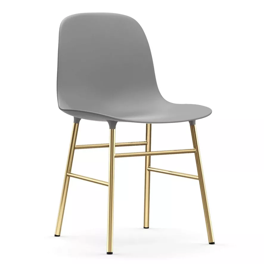 Normann Copenhagen Form Chair Stoel Met Messing Onderstel Grijs 1 Normann Copenhagen Form Chair Stoel Met Messing Onderstel Grijs