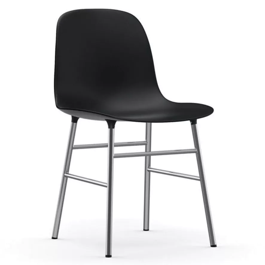 Normann Copenhagen Form Chair Stoel Met Verchroomd Onderstel Zwart 1 Normann Copenhagen Form Chair Stoel Met Verchroomd Onderstel Zwart