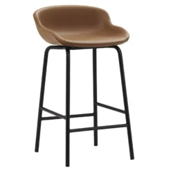 Normann Copenhagen Hyg Gestoffeerde Barkruk 65cm Staal Ultra Leather Brandy