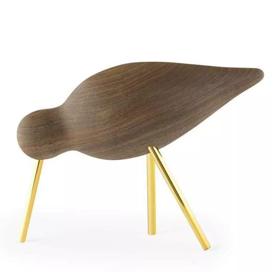 Normann Copenhagen Shorebird Vogel Collectors Item Medium Walnoot Messing 1 Normann Copenhagen Shorebird Vogel Collectors Item Medium Walnoot Messing